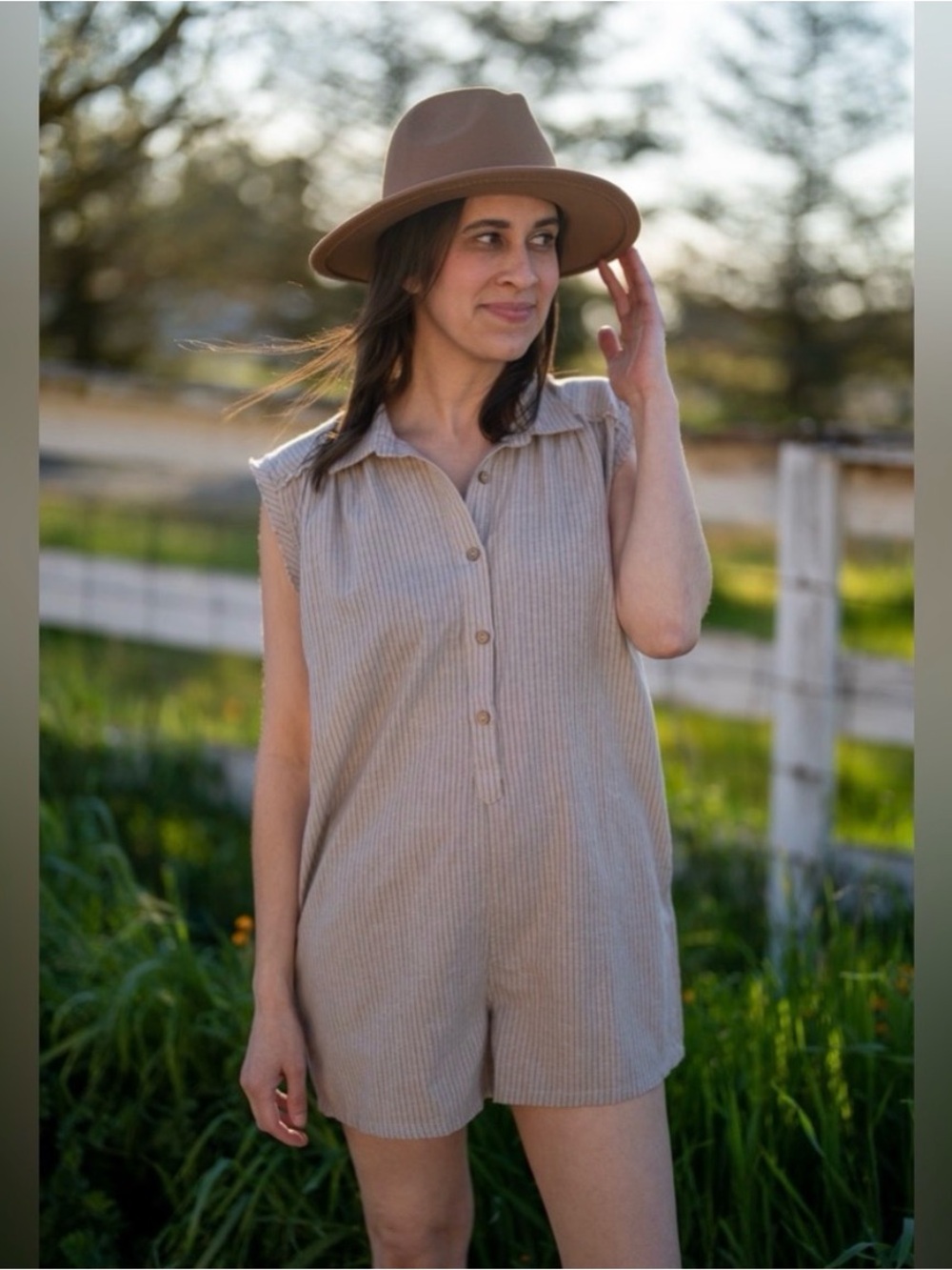 Promesa Blue and White Pinstripe Button-Front Shirt Dress
